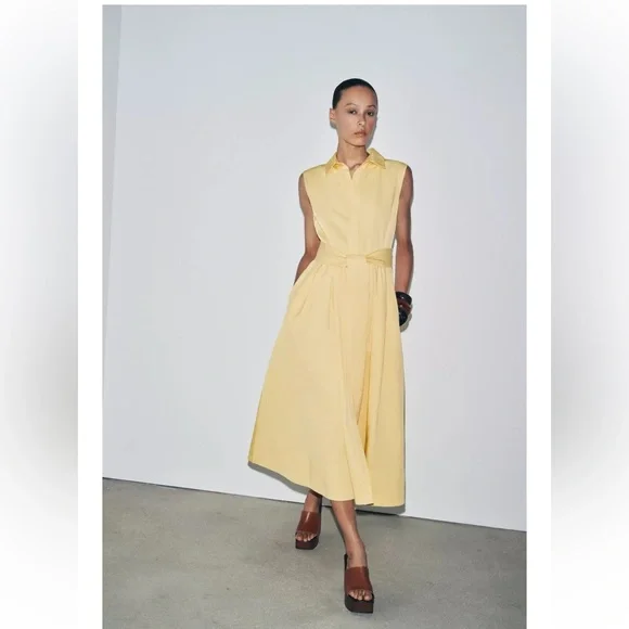 ZARA ZW COLLECTION BELTED SHIRT DRESS - Picture 2 of 7